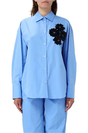Msgm Bluser & Skjorter, Dame, Blå, 2XS, Bomuld, Afslappet bomuldsskjorte til mænd
