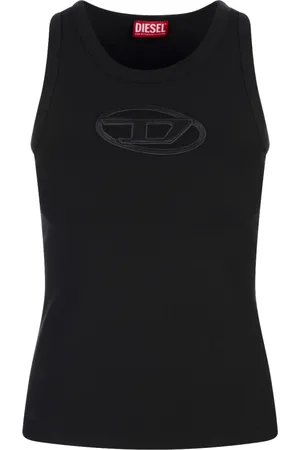 Diesel Top, Dame, Sort, L, Bomuld, Sort Top med Broderi