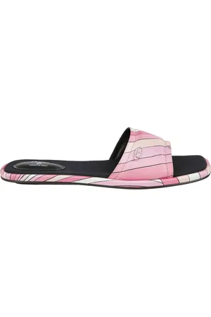 Emilio Pucci Sko, Dame, Lyserød, 37 EU, Flad sandal med print og logo plade