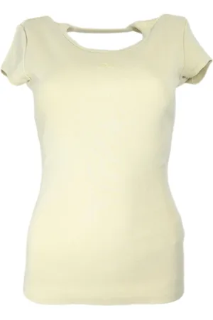 HUGO BOSS Top, Dame, , S, Bomuld, Ribbet T-shirt med Subtilt Logodetalje