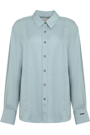 Calvin Klein Bluser & Skjorter, Dame, Grøn, M, Polyester, Crêpe Skjorte i Polyester