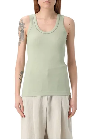 Brunello Cucinelli Top, Dame, Grøn, XS, Uld, Elegant Crew Neck T-Shirt