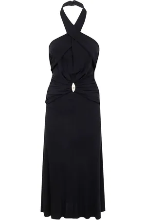 Elisabetta Franchi Kjole, Dame, Sort, L, Sort Lang Halterneck Kjole