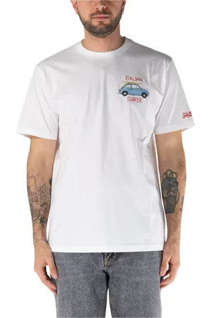 MC2 SAINT BARTH Top, Herre, Hvid, M, Bomuld, Bomuld T-shirt med Fiat 500 print