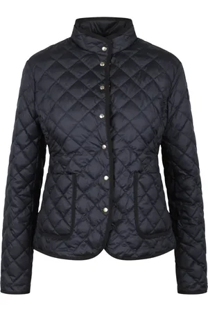 Moncler Jakke, Dame, Blå, L, Uld, Diamantquiltet Dunjakke