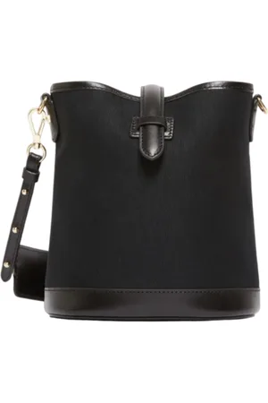 Max Mara Taske, Dame, Sort, ONE SIZE, Læder, Canvas Bucket Taske med Læderdetaljer