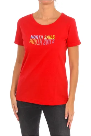 North Sails Top, Dame, Rød, M, Bomuld, Kortærmet T-shirt med Ribhals