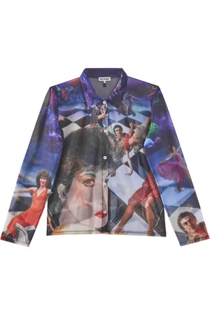 SUNNEI Skjorte, Herre, Flerfarvet, XS, Organza, Grafisk Print Sheer Organza Skjorte