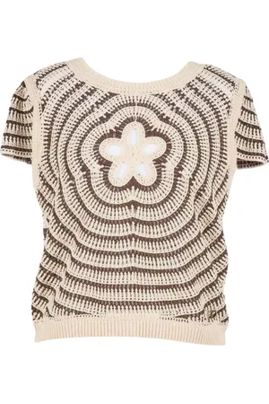 Twin-Set Strik, Dame, Flerfarvet, XS, Bomuld, Ruffle Round Neck Sweaters