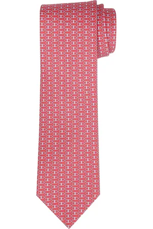 Salvatore Ferragamo Tilbehør, Herre, Lyserød, ONE SIZE, Silketwill slips med Gancini-print