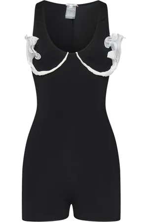 Nensi Dojaka Jumpsuits & Playsuits, Dame, Sort, XS, Uld, Sort Ærmeløs Kjole med 3D Blomster
