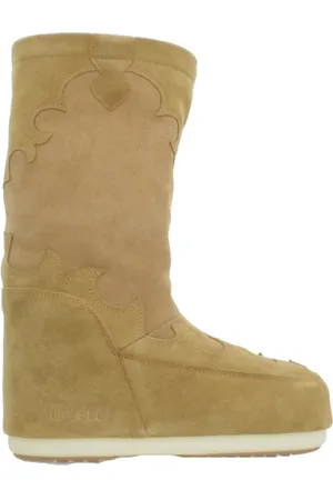 Moon Boot Sko, Dame, Brun, 35 EU, Uld, Ikoniske Vinterstøvler med Ruskind Broderi