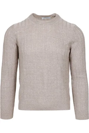 Gran Sasso Strik, Herre, , M, Bomuld, Linned Bomuld Sweater Ribbet Crew