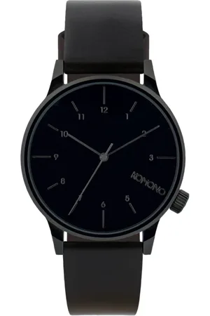 Komono Tilbehør, Herre, Grå, ONE SIZE, Læder, Gunmetal Læder Herre Analog Ur