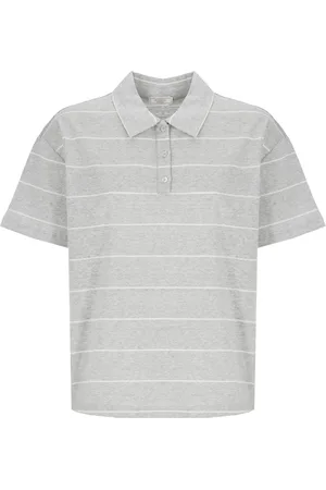 PESERICO SIGN Top, Dame, Grå, XS, Bomuld, Stribet Linned og Bomuld Polo