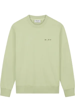 OLAF HUSSEIN Sweathshirts & Hoodies, Herre, Grøn, L, Solcreme ansigt rund hals sweater lysegrøn