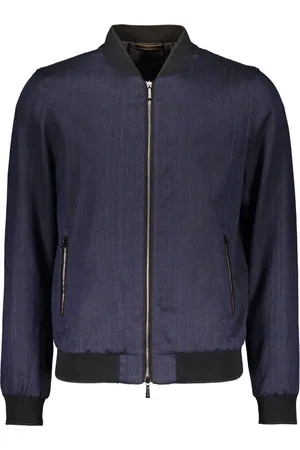 MOORER Jakke, Herre, Blå, 2XL, Polyester, Teknisk Stof Bomberjakke med Ribstrik