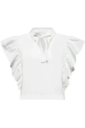 Silvian Heach Bluser & Skjorter, Dame, Hvid, L, Bomuld, Bluse med flæser