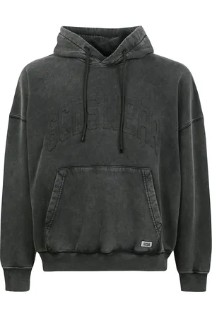 GCDS Sweathshirts & Hoodies, Herre, Sort, M, Uld, Hættetrøje med Central Lomme