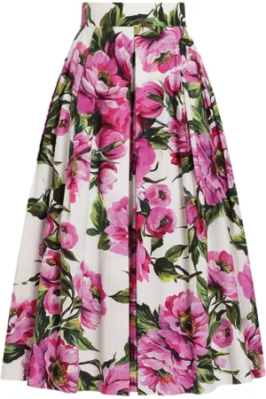 Dolce & Gabbana Nederdel, Dame, Flerfarvet, XS, Bomuld, Midi Flared Nederdele