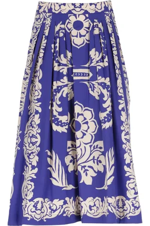Etro Nederdel, Dame, Blå, S, Bomuld, Blå Plisseret Nederdel med Paisley Mønster