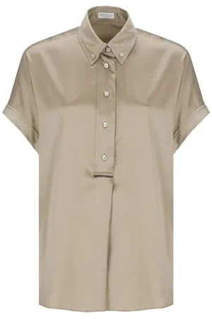 Brunello Cucinelli Bluser & Skjorter, Dame, , M, Silkeskjorte med Krave