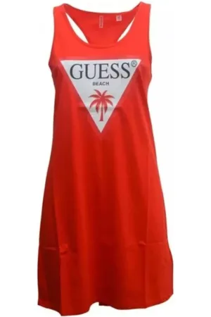 Guess Kjole, Dame, Rød, XS, Bomuld, Cherry Bloom Logo Tank Top Kjole