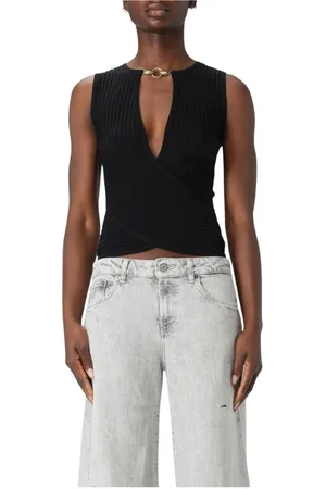 Roberto Cavalli Strik, Dame, Sort, XS, Sort Strikket Crew Neck Sweater