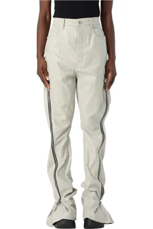 Rick Owens Bukser, Dame, Grå, W32, Bomuld, Grå Zip-Detalje Jeans