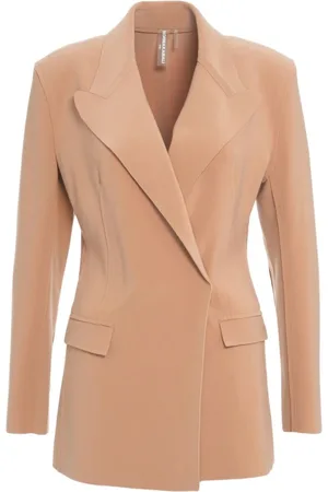 Norma Kamali Jakke, Dame, Brun, M, Uld, Elegant Blazer med Velcro Lukning