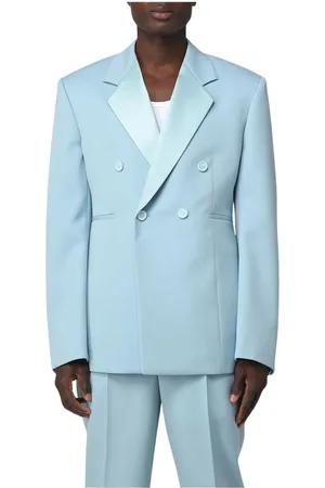 Bottega Veneta Jakke, Herre, Blå, L, Uld, Himmelblå Dobbeltbrystet Blazer