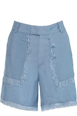 Hest Shorts, Dame, Blå, L, Denim, Lilla Linned Vævede Shorts Faded Denim