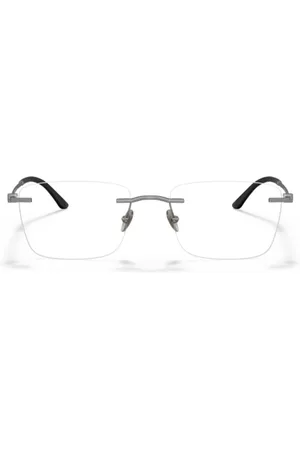 Giorgio Armani Tilbehør, Herre, Grå, 55 MM, Metal Rund Hængsel Briller
