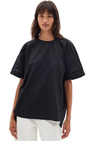 INWEAR Top, Dame, Sort, XS, Bomuld, Sort Oversized Tee med Halve Ærmer