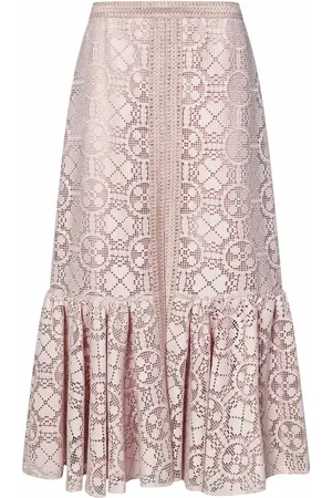 Giambattista Valli Nederdel, Dame, Lyserød, S, Bomuld, Maxi Ruffle Trim Kjole