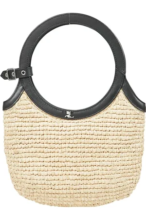 Courrèges Taske, Dame, , ONE SIZE, Læder, Håndvævet raffia tote med læderdetaljer