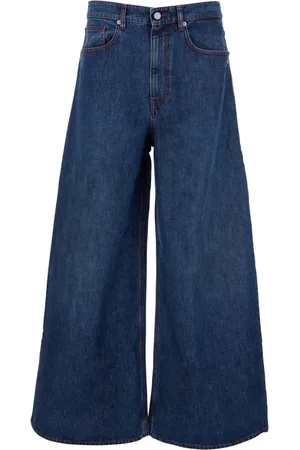 ERL Jeans, Herre, Blå, L, Denim, Blå Baggy Jeans med Logo Patch
