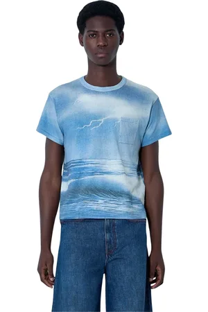 ERL Top, Herre, Blå, M, Bomuld, Storm Strik T-shirt