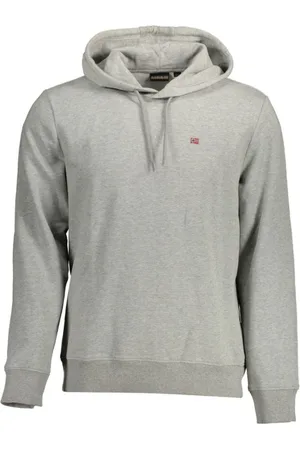 Napapijri Sweathshirts & Hoodies, Herre, Grå, 3XL, Bomuld, Grå hættetrøje med ikonisk logo