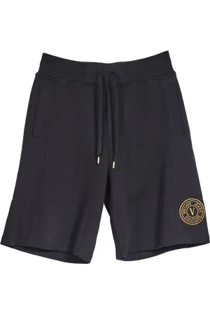 VERSACE Shorts, Herre, Sort, M, Uld, Korte V Emblem Sweatpants Sort/Guld