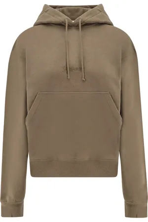 Saint Laurent Sweathshirts & Hoodies, Dame, Grøn, XS, Bomuld, Hættetrøje i bomuld med logo broderi