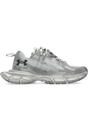 Balenciaga Sko, Herre, Grå, 43 EU, Uld, Strik Sneaker i Sort og Hvid med Logo