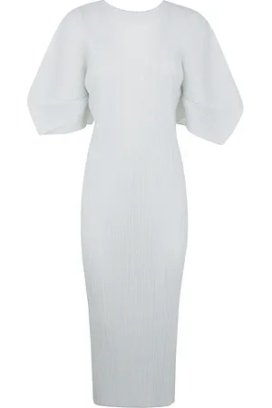 Issey Miyake Kjole, Dame, Hvid, L, April Midi Kjole i Månedlige Farver