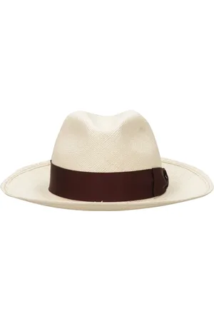 Borsalino Tilbehør, Herre, , 60 CM, Strå Panama Hat med Kontrasterende Hovedbånd