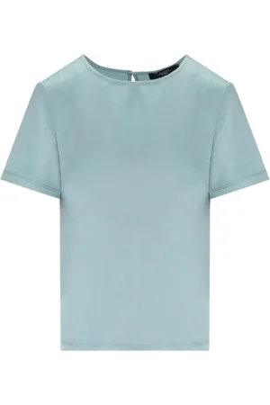 Max Mara Top, Dame, Blå, S, Lyocell T-shirt Amburgo Anice