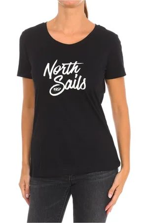 North Sails Top, Dame, Sort, XL, Bomuld, Kortærmet T-shirt med Ribhals