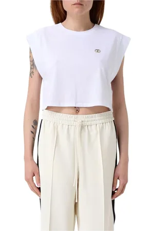 Twin-Set Top, Dame, Hvid, M, Tyl, Sort Blondekant Top
