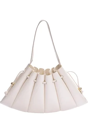 THEMOIRÈ Taske, Dame, Hvid, ONE SIZE, Uld, Hvid Vegansk Skuldertaske med Vifte Design