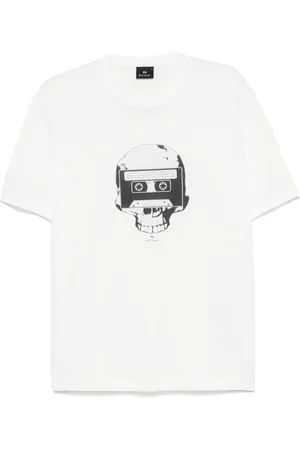 Paul Smith Top, Herre, Hvid, S, Hvid Logo Print Crew Neck T-shirt
