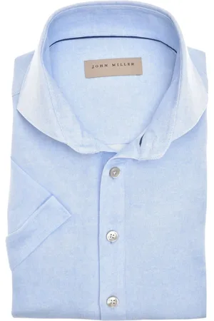 john miller Skjorte, Herre, Blå, 5XL, Uld, Lysblå Stilfuld Skjorte